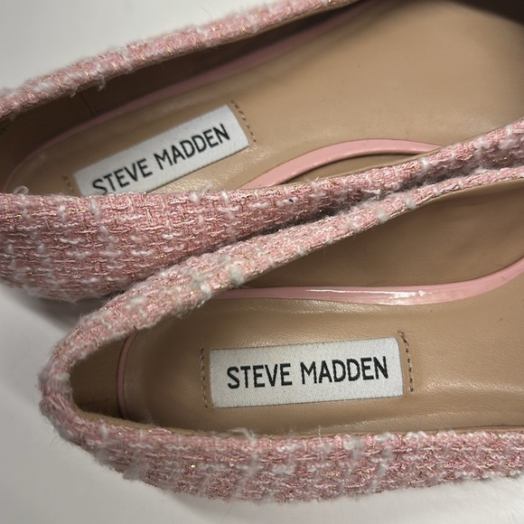 Steve Madden Blair Ballet Flats Loafers Shoes Textured Tweed Plaid Pink Size 6.5 - Picture 11 of 11
